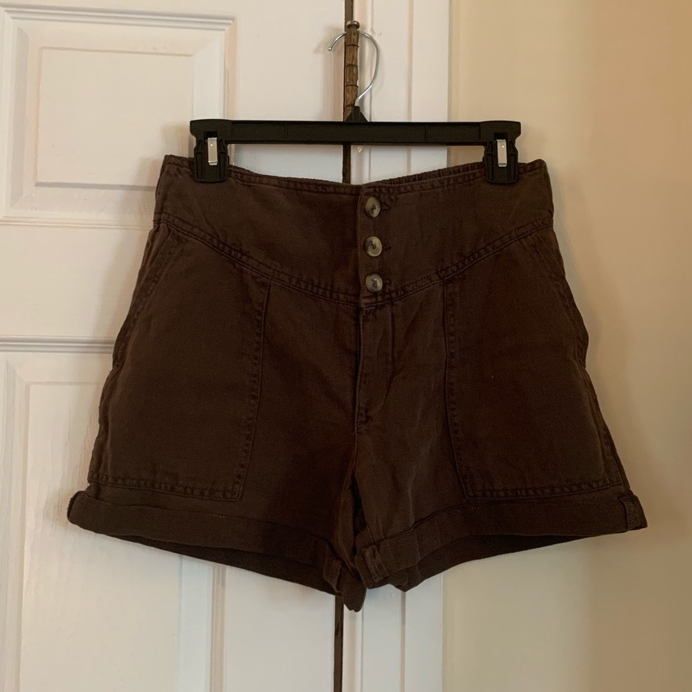 American Eagle Brown Cord High Waist Shorts S